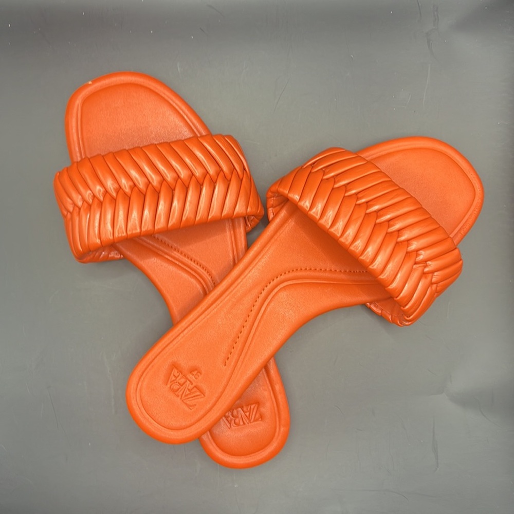 Zara orange slides size 7 fits 6.5 good